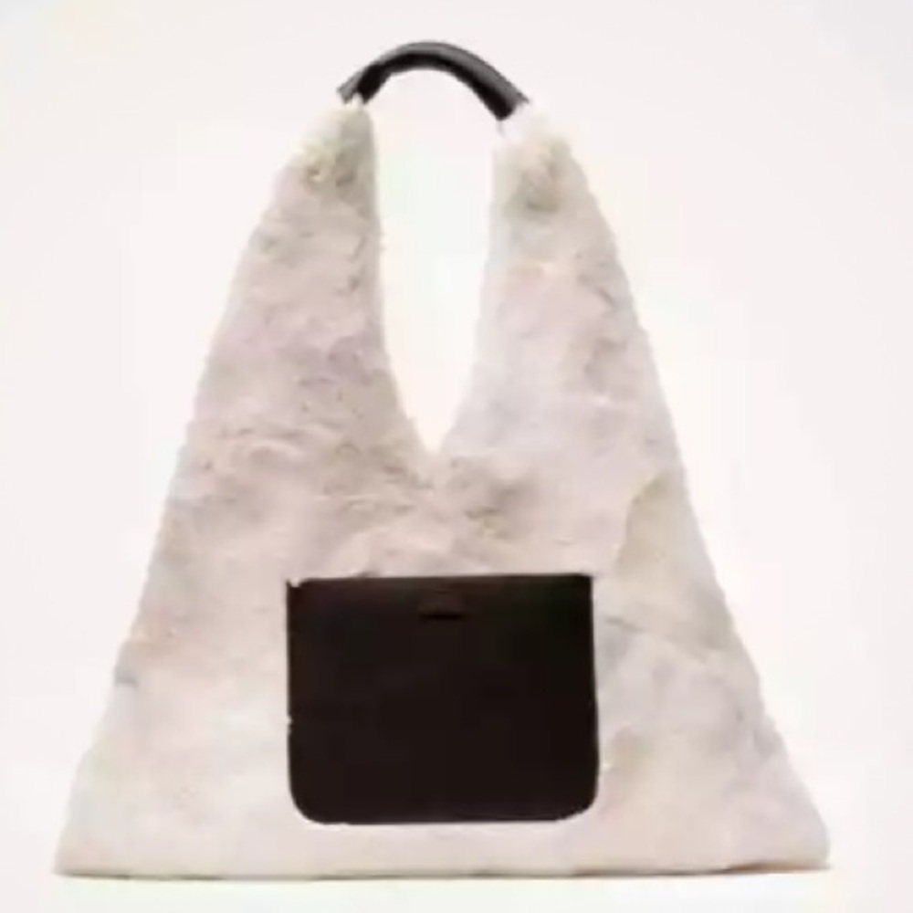 NWT Frances Valentine Smokey Hobo Ripple Faux Fur Bag